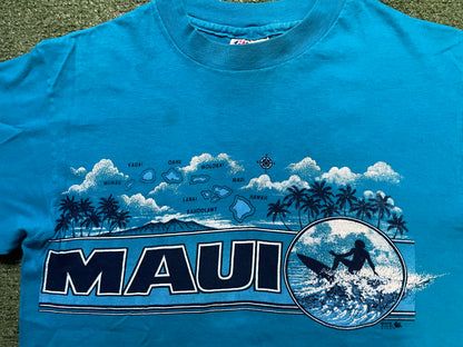 Vintage 1990s Maui blue surfing tee