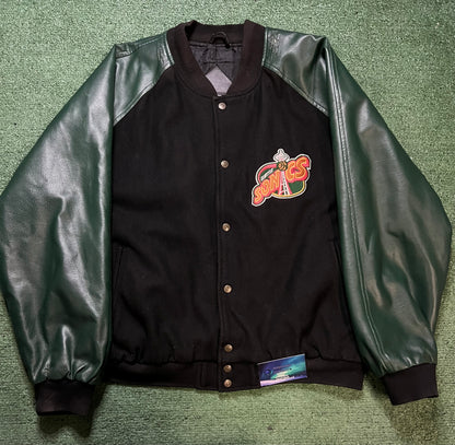 Vintage 1990s Seattle Sonics black & green suede & leather jacket