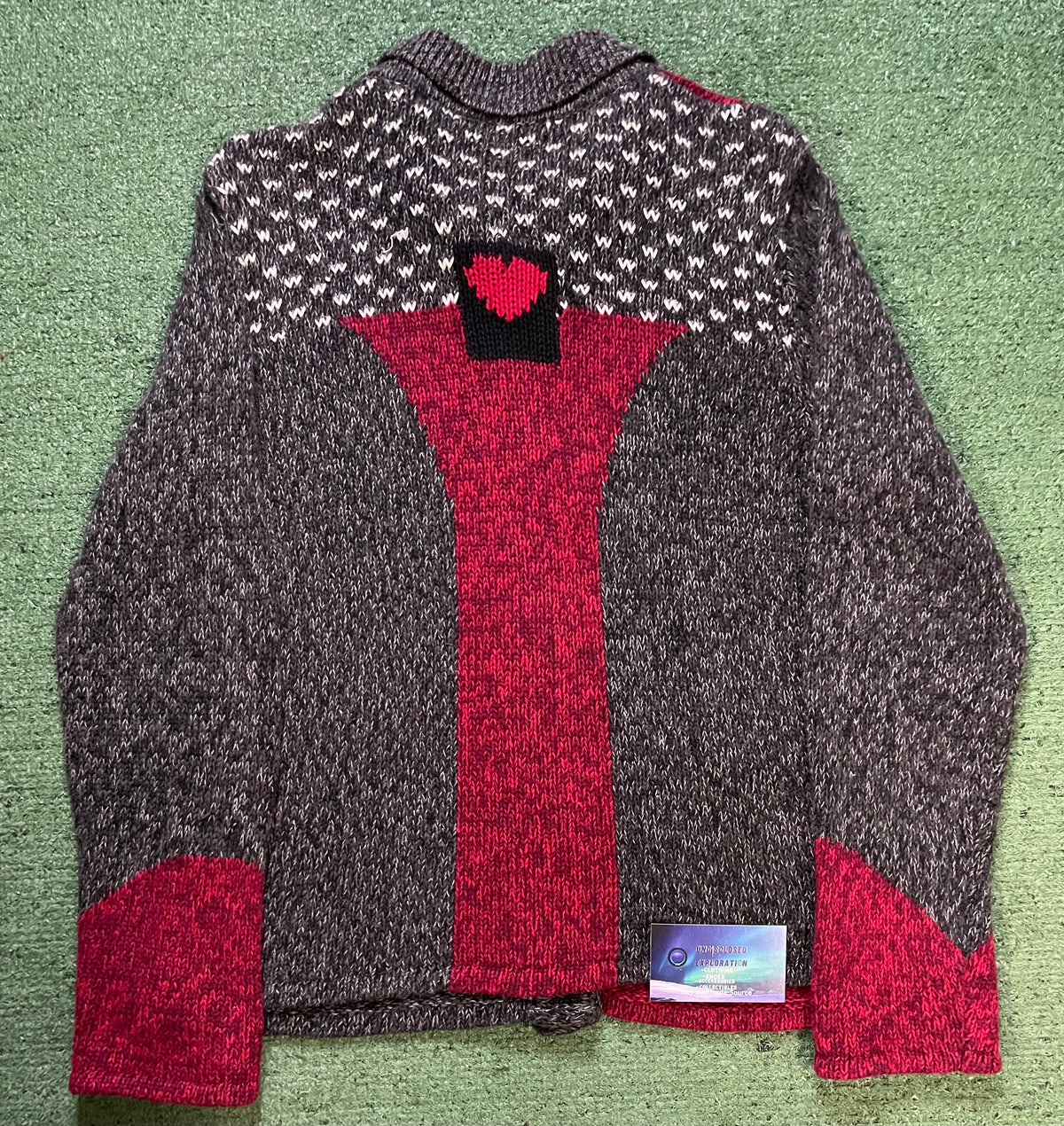 Christopher&banks red and grey knitted cardigan