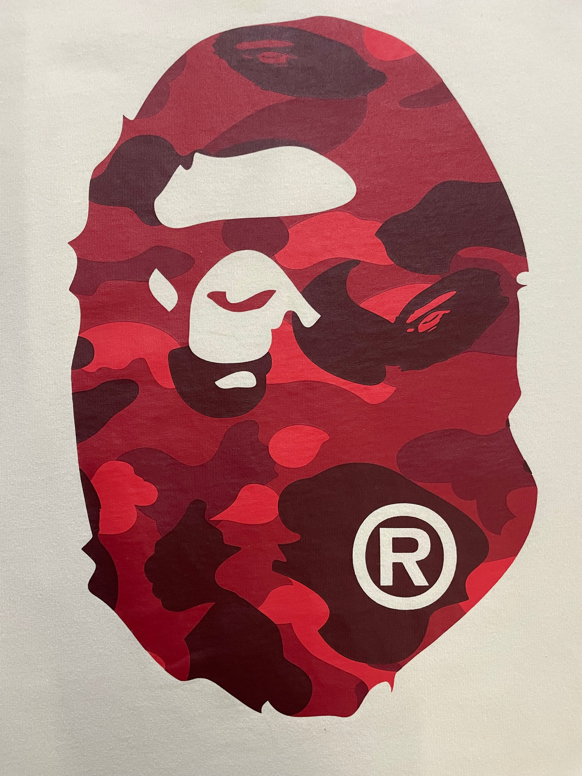 A Bathing Ape Bape red camo ape head tee