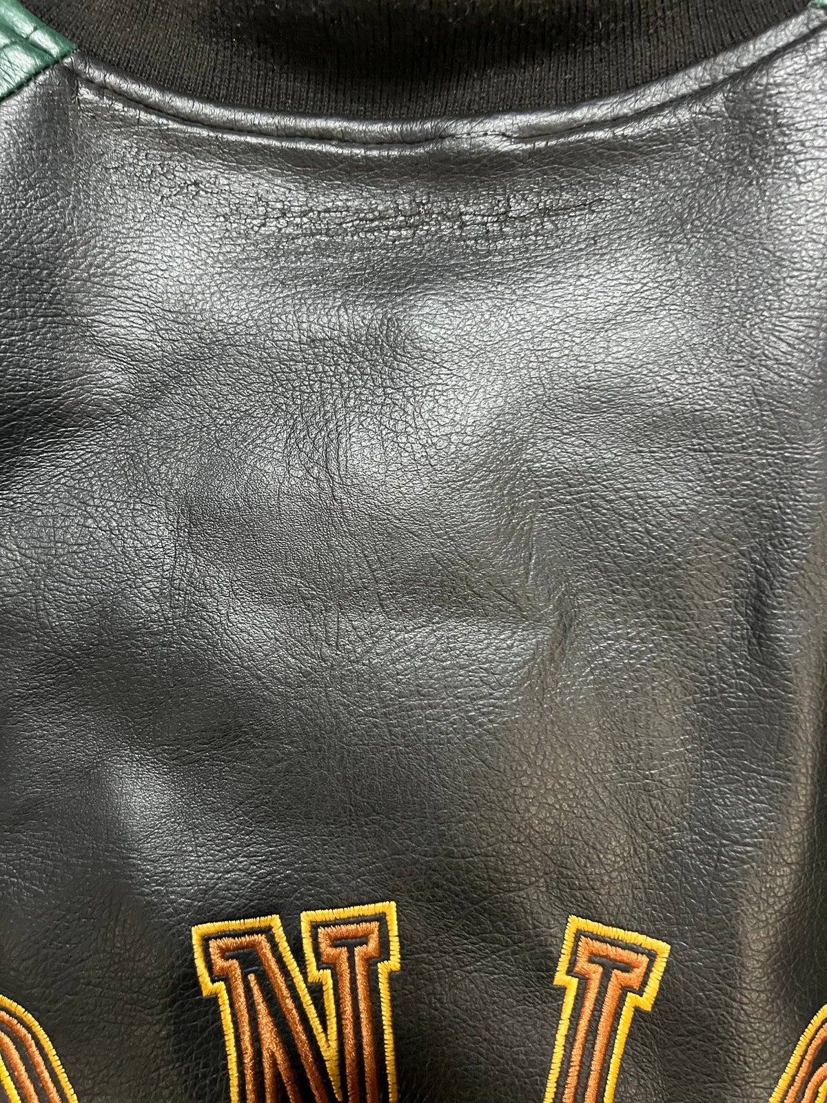 Vintage 1990s Seattle Sonics black & green suede & leather jacket