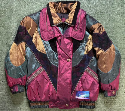 vintage 1990s British mist colorblock puffer jacket