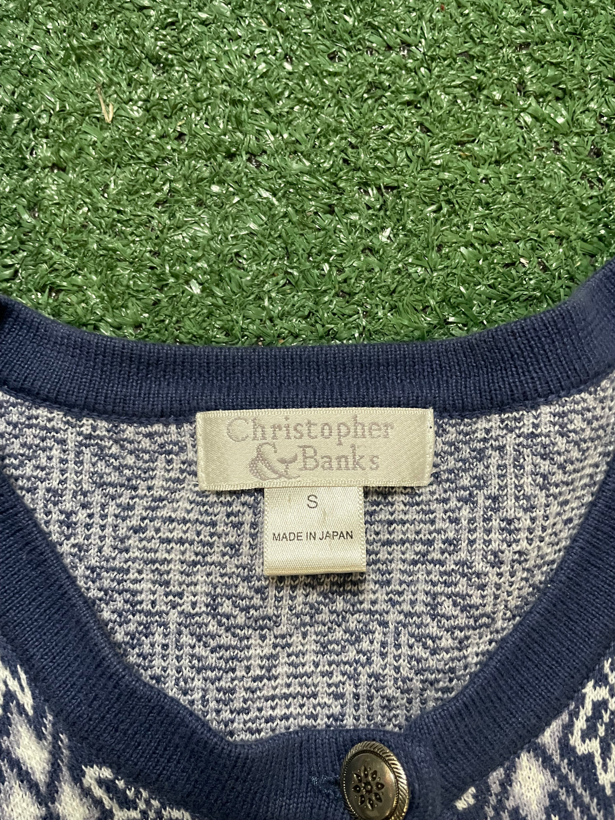 Christopher&banks blue and white cardigan