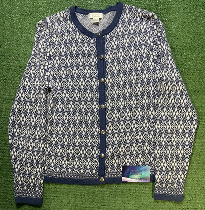 Christopher&banks blue and white cardigan