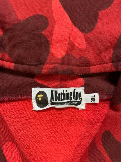 A Bathing Ape Bape red camo shark hoodie